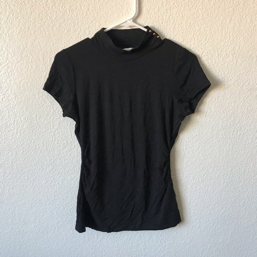WHBM black stretchy mock neck top